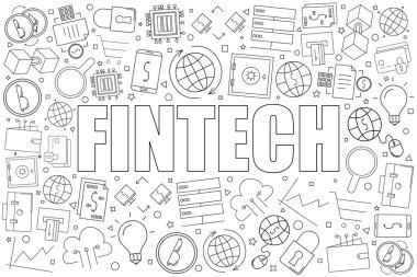 Fintech kökenli satırı simgesi. Doğrusal vektör desen. 