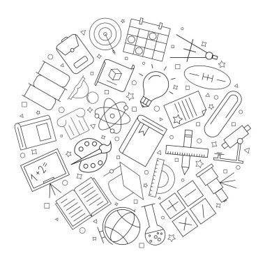 Eğitim daire arka plandan satırı simgesi. Doğrusal vektör desen. 