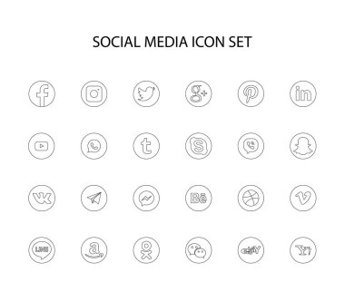 Sochi, Russia - October 15, 2018: Collection of popular social media logos clipart