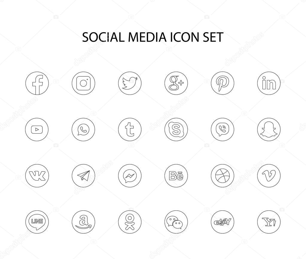 Sochi, Russia - October 15, 2018: Collection of popular social media logos