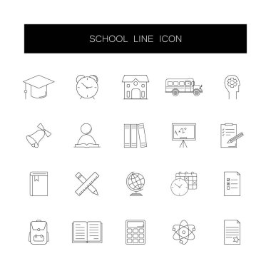 Satır simgeler kümesi. Okul paketi. 