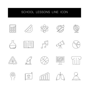 Satır simgeler kümesi. Okul ders paketi. 