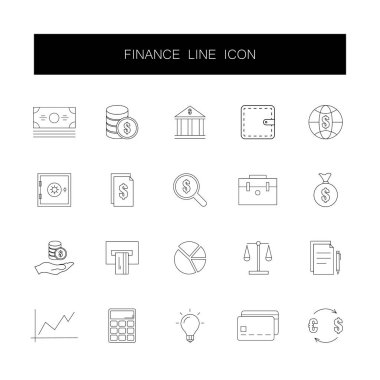 Satır simgeler kümesi. Finans paketi. 