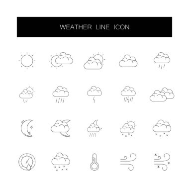 Satır simgeler kümesi. Hava durumu paketi. 