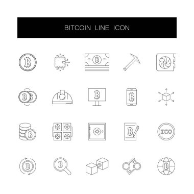 Satır simgeler kümesi. Bitcoin paketi. 