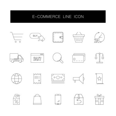 Satır simgeler kümesi. E-Ticaret paketi. 