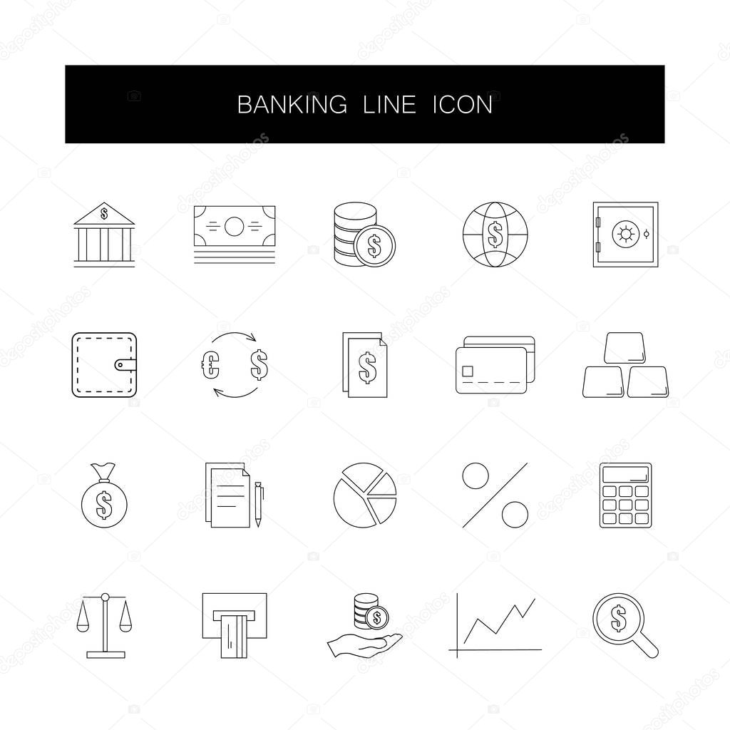 Line icons set. Banking pack. 