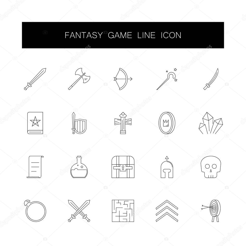 Line icons set. Fantasy game pack. Vector
