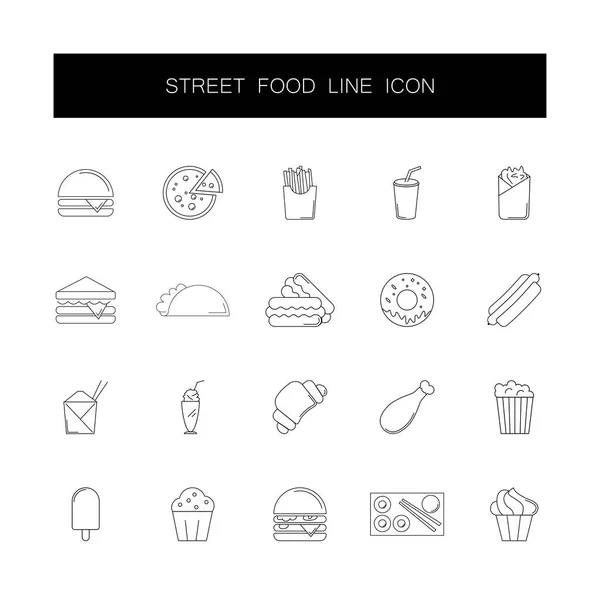 Stock vector Line icons set. Street food pack. 