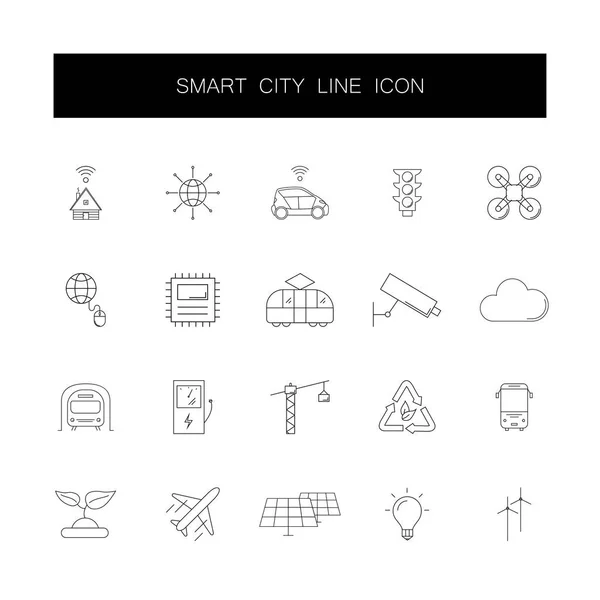 Zeilensymbole gesetzt. Smart City Pack. — Stockvektor