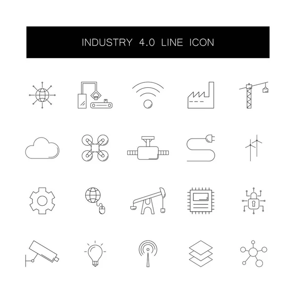 行のアイコンを設定します。業界 4.0 パック. — ストックベクタ