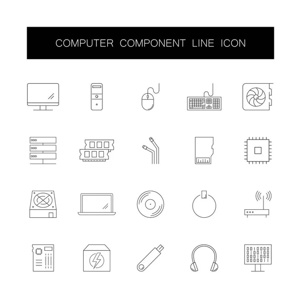 行のアイコンを設定します。コンピューター コンポーネント パック. — ストックベクタ