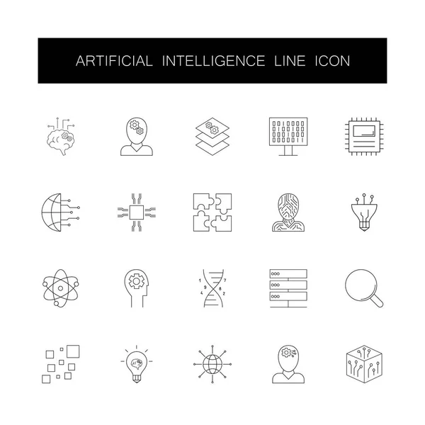 Icone di linea impostate. Pacchetto intelligenza artificiale . — Vettoriale Stock
