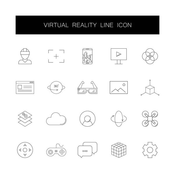 Zeilensymbole gesetzt. Virtual Reality Pack. — Stockvektor