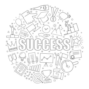 Başarı kökenli satırı simgesi. Doğrusal vektör desen. 