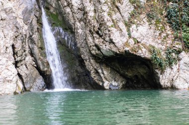 Oh şelale orman içinde görüntülemek