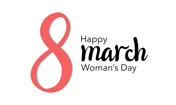 Happy Women 's Day Schriftzug Typografie Plakat. Einladungsdesign zum Internationalen Frauentag — Stockvektor