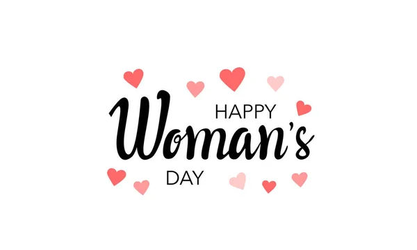 Feliz día de la mujer tipografía tipografía cartel con el corazón. Día Internacional de la Mujer invitación diseño — Archivo Imágenes Vectoriales
