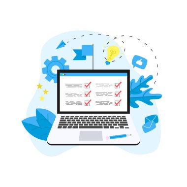 Online Aksiyon Planı kavramı laptop monitör üzerinde. İş, zaman yönetimi