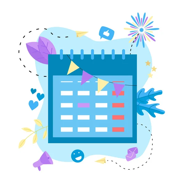 記念すべき日に紫のマークと休日カレンダーのイラスト — ストックベクタ