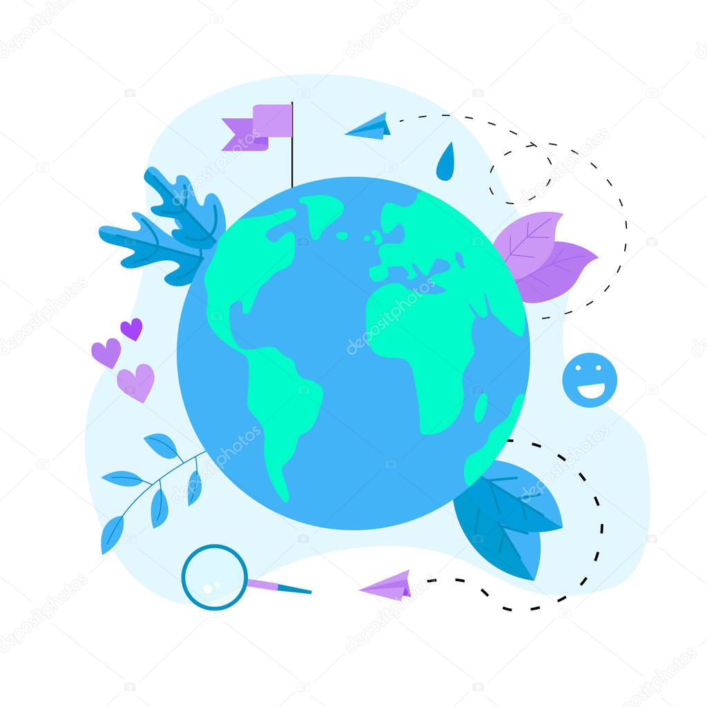 Day of earth vector flat illustration. Concept save the planet and environment