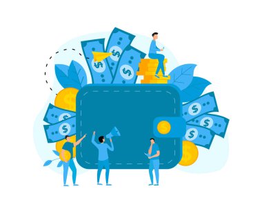 Dolar banknotlar ve sikke ile cüzdan. Finans Bankası kavramları