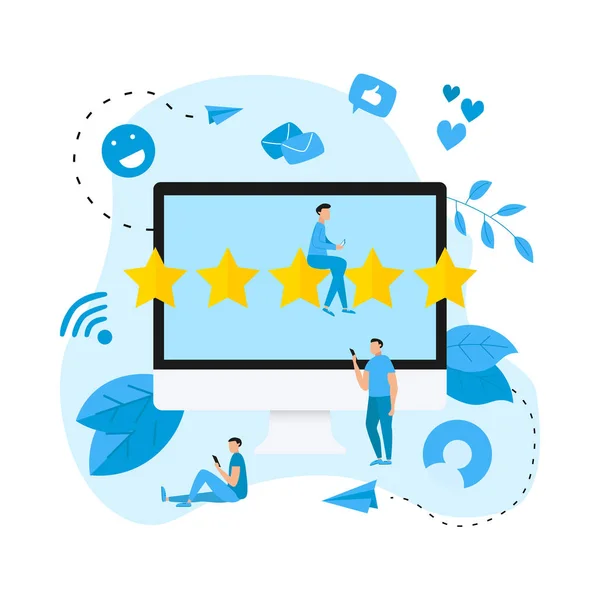 Vijf sterren klant online rating. Concept van feedback — Stockvector