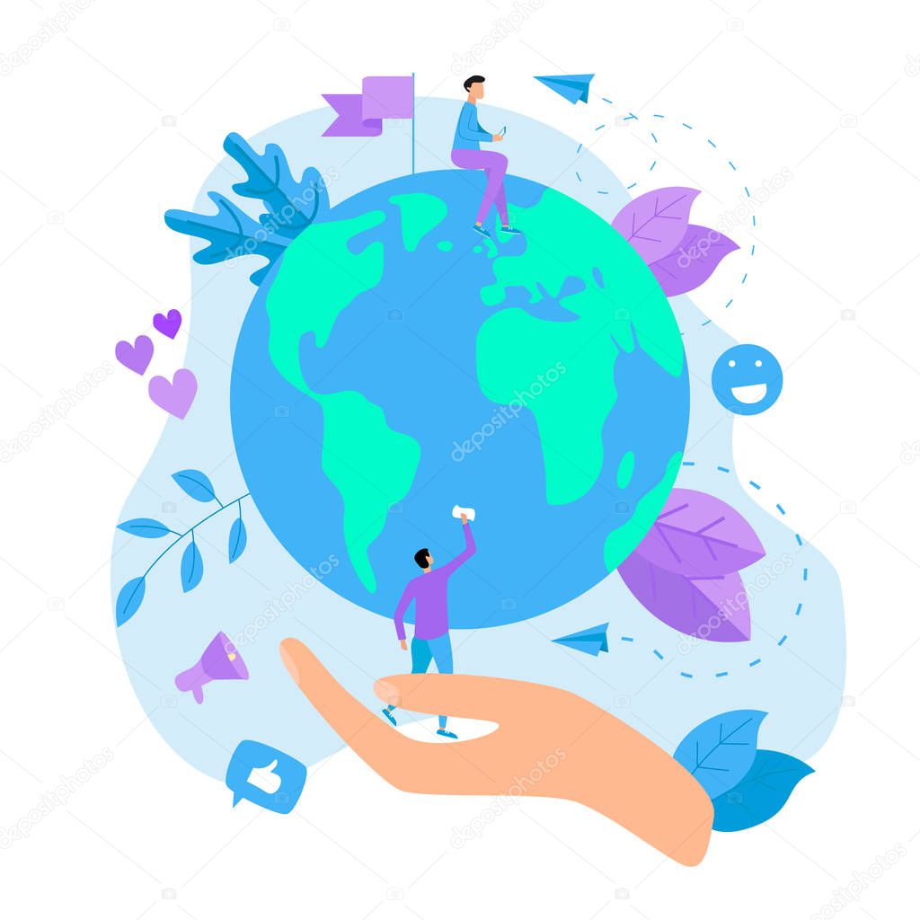 Day of earth vector flat illustration. Concept save the planet and environment.