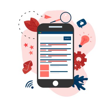 Arama motoru sonuç pag vektörü, Sorgunun arama sonuçlarını gösteren sayfa, web arama konsepti