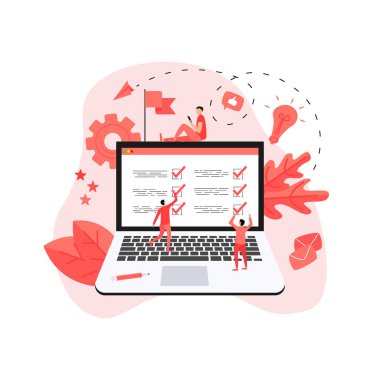 İşadamı ile online eylem planı kavramı. İş, zaman yönetimi