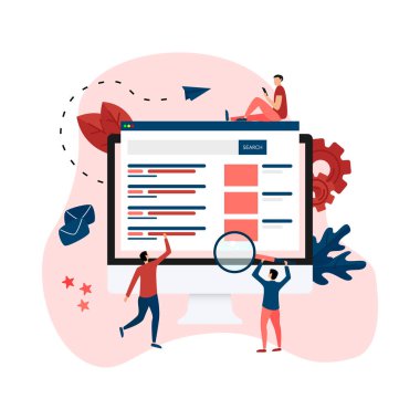 Arama motoru sonuç pag vektörü, Sorgunun arama sonuçlarını gösteren sayfa, web arama konsepti