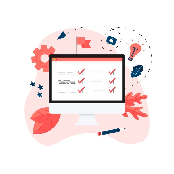 İşadamı ile online eylem planı kavramı. İş, zaman yönetimi