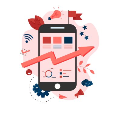 Soyut iş büyümesi pembe ok. Finans kavramı