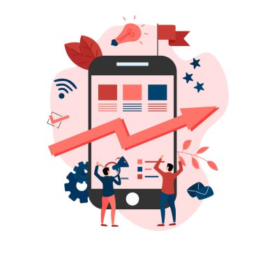 Soyut iş büyümesi pembe ok. Finans kavramı