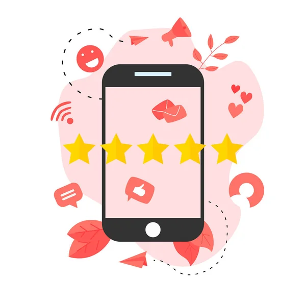 Pět hvězdiček online hodnocení zákazníků. Koncepce zpětné vazby — Stockový vektor