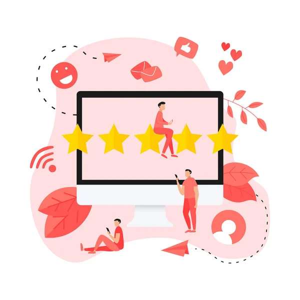 Vijf sterren klant online rating. Concept van feedback — Stockvector