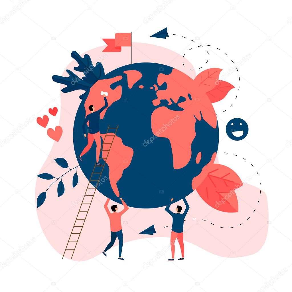 Day of earth vector flat illustration. Concept save the planet and environment