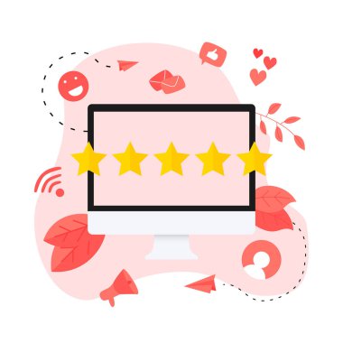 İnternette beş yıldızlı müşteri derecesi. Geri bildirim kavramı