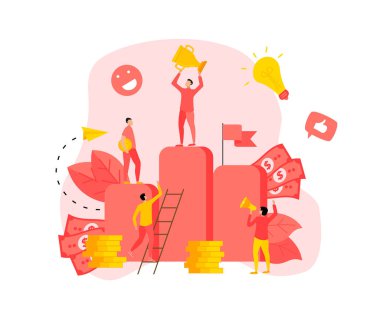 Finansal büyüme Illustration. İş başarısı düz tasarım kavramı