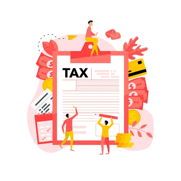 Tax payment vector illustration concept. Filling tax form — Stock Vector