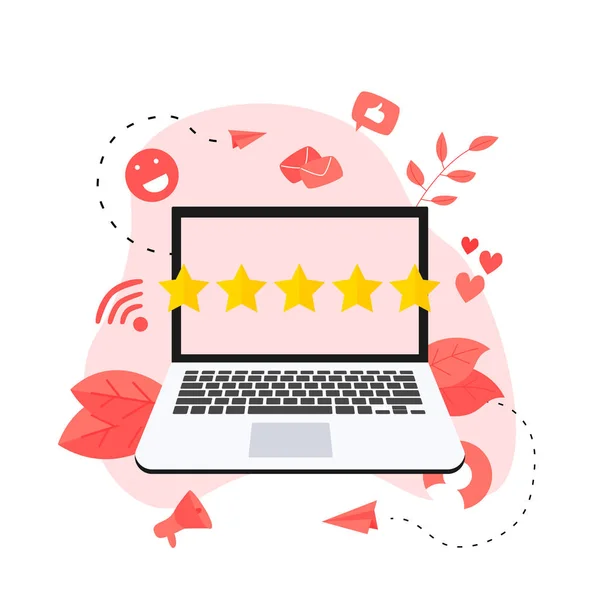 Valutazione online dei clienti a cinque stelle. Concetto di feedback — Vettoriale Stock