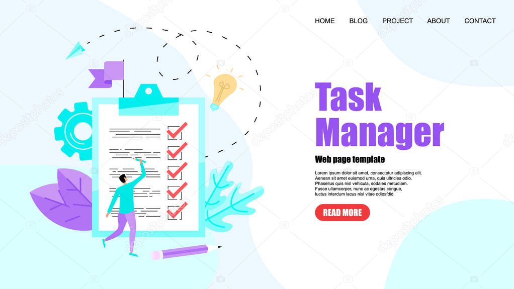 Web template. Task manager concept. To-Do list apps. Vector illustration