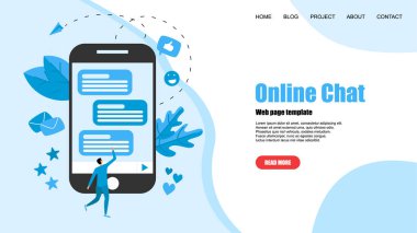 Messenger ile Web şablonu. Online sohbet konsepti