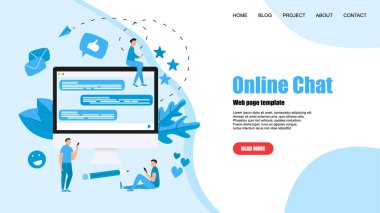 Messenger ile Web şablonu. Online sohbet konsepti