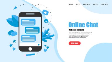 Messenger ile Web şablonu. Online sohbet konsepti