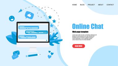 Messenger ile Web şablonu. Online sohbet konsepti