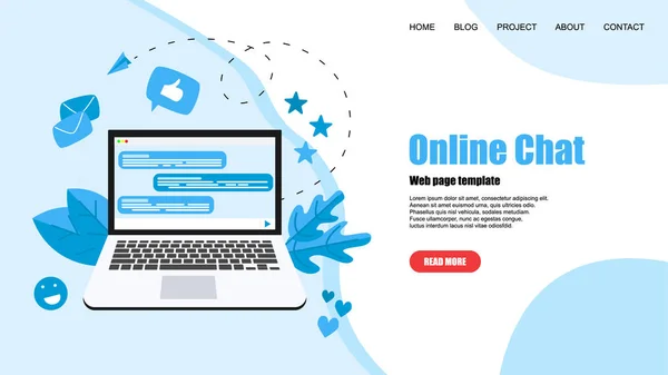 Plantilla web con messenger. concepto de chat en línea — Archivo Imágenes Vectoriales