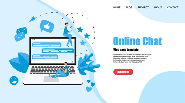 Plantilla web con messenger. concepto de chat en línea — Archivo Imágenes Vectoriales