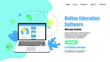 Web sayfası şablonu. Online eğitim uygulaması. E-öğrenme konsepti