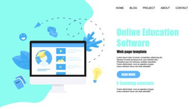 Web sayfası şablonu. Online eğitim uygulaması. E-öğrenme konsepti